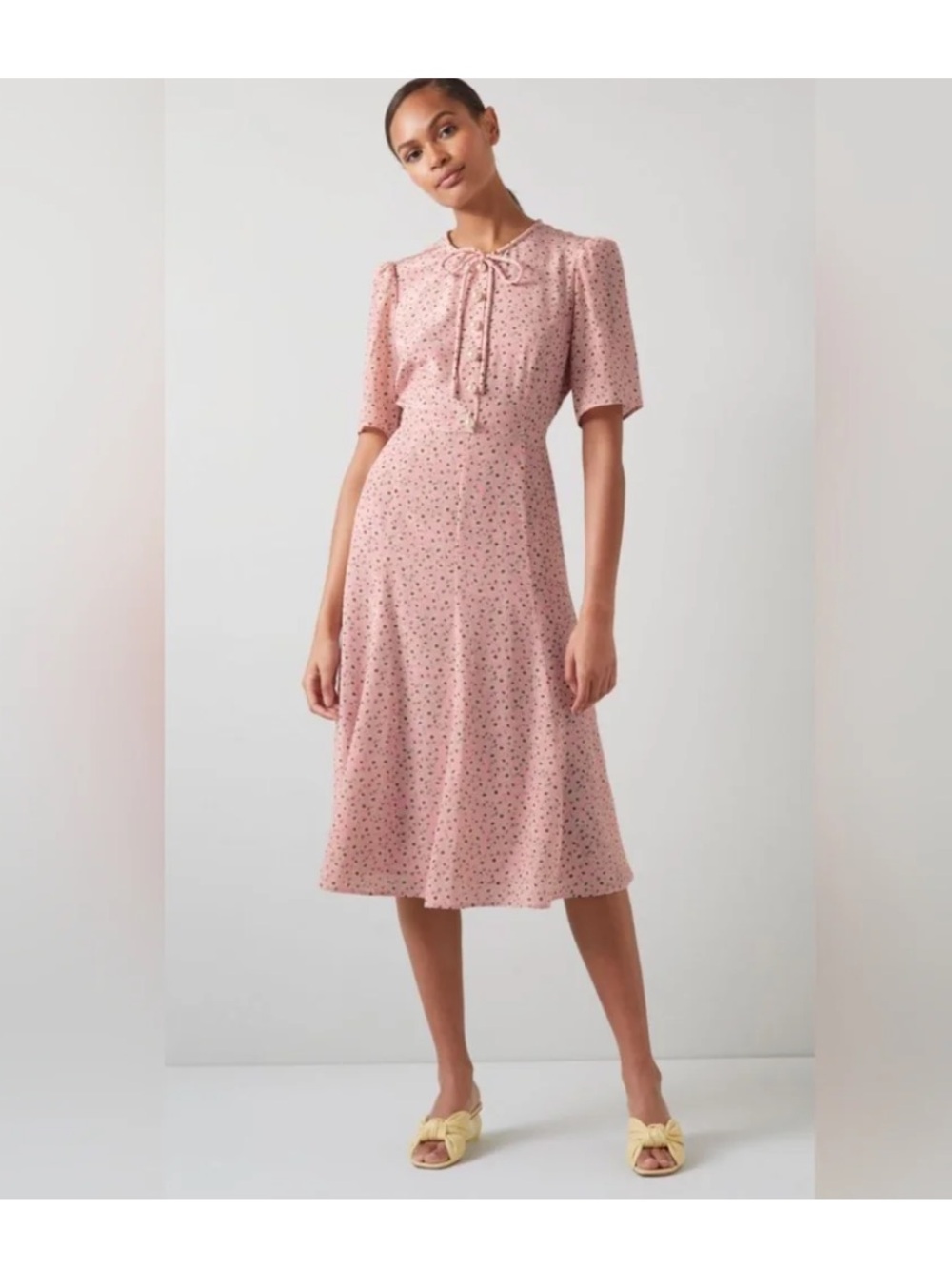 LK Bennett Silk Montana Pink Midi Tea Dress Dress Size US 2 / UK 6